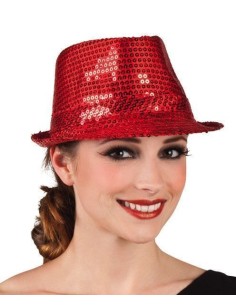 Chapéu de lantejoulas vermelhas - de alta qualidade, ideal para carnaval, festas temáticas e eventos especiais.